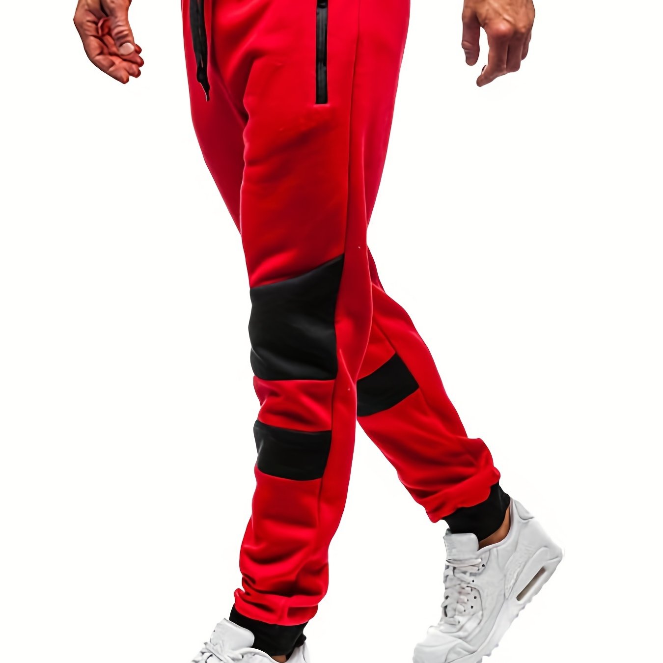Men's Color Block Joggers - Casual, Loose Fit Pants with Stretch Waist and Drawstring for Year-Round Comfort and Fitness Activities