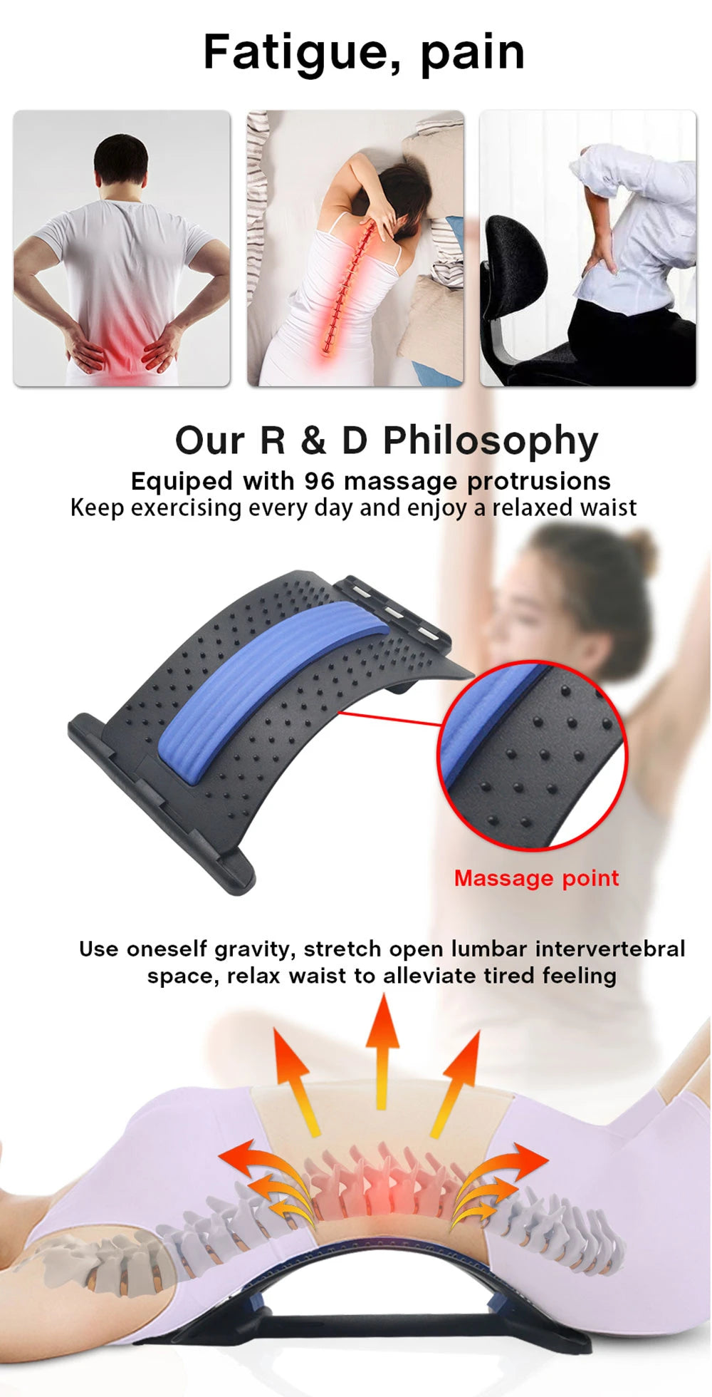 Magnetic Back Massage Muscle Relax Stretcher Posture Therapy Corrector Back Stretch Spine Stretcher Lumbar Support Pain Relief