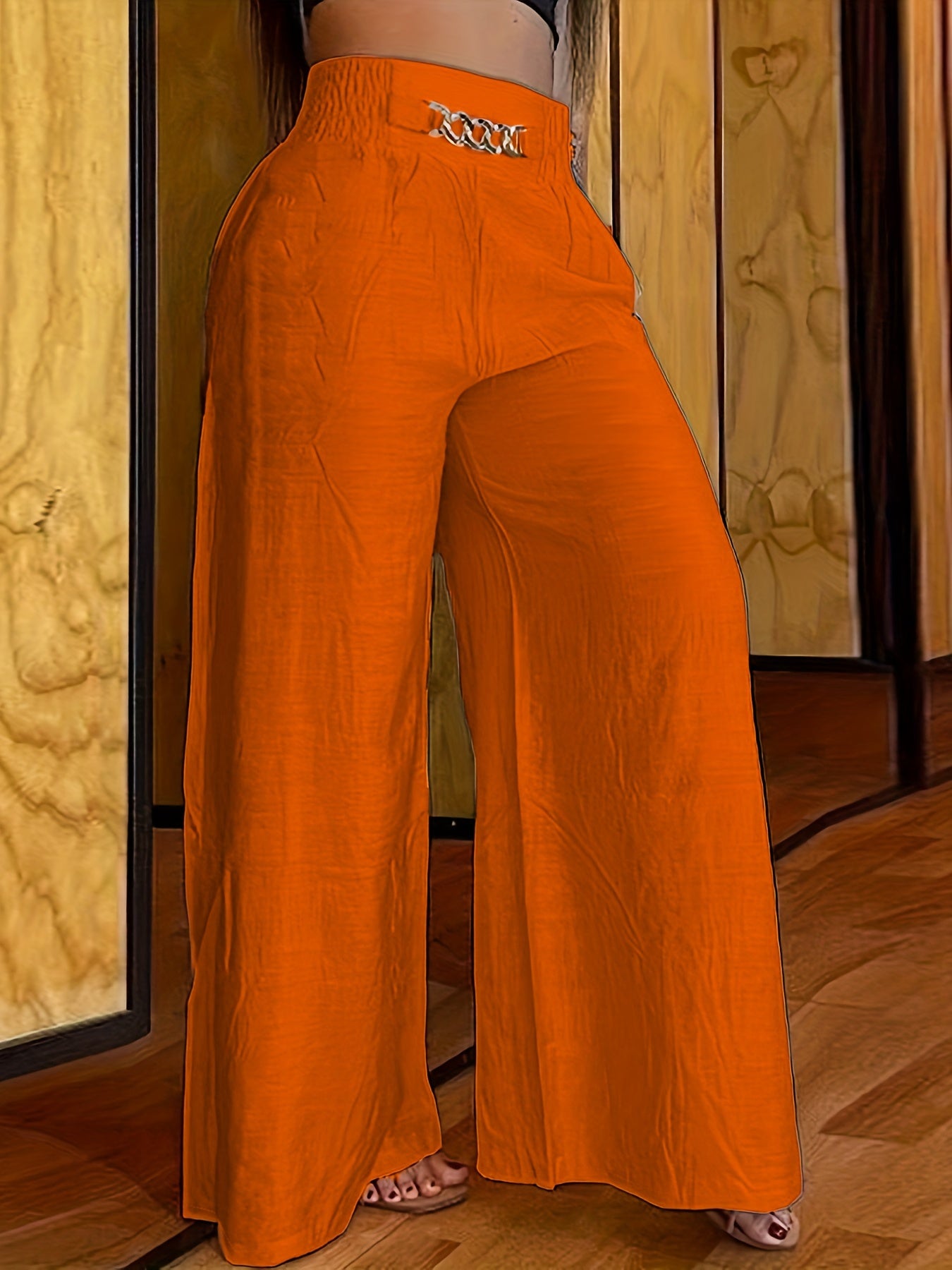 Abstract Face Print Pants, Casual Wide Leg High Waist Pants, Women's Clothing