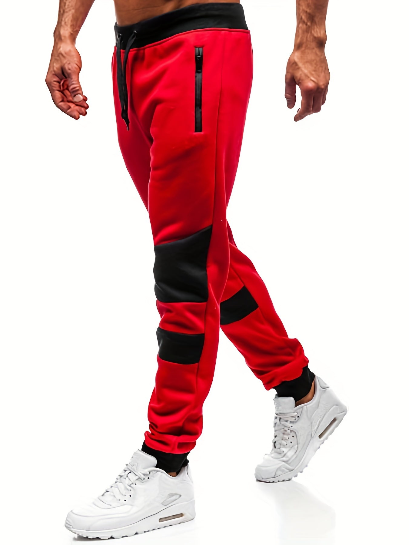 Men's Color Block Joggers - Casual, Loose Fit Pants with Stretch Waist and Drawstring for Year-Round Comfort and Fitness Activities