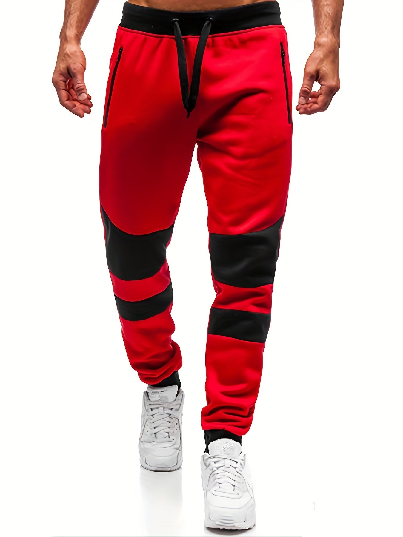 Men's Color Block Joggers - Casual, Loose Fit Pants with Stretch Waist and Drawstring for Year-Round Comfort and Fitness Activities